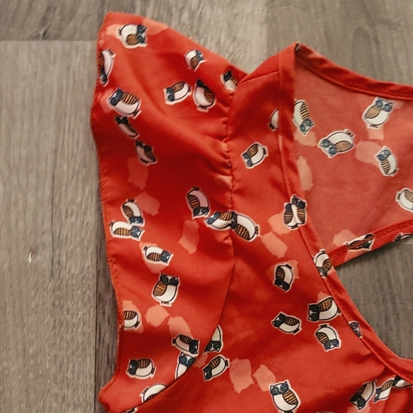 🦉ANTHROPOLOGIE "MAUVE" ORANGE BLOUSE, SZ MEDIUM - Picture 4 of 6